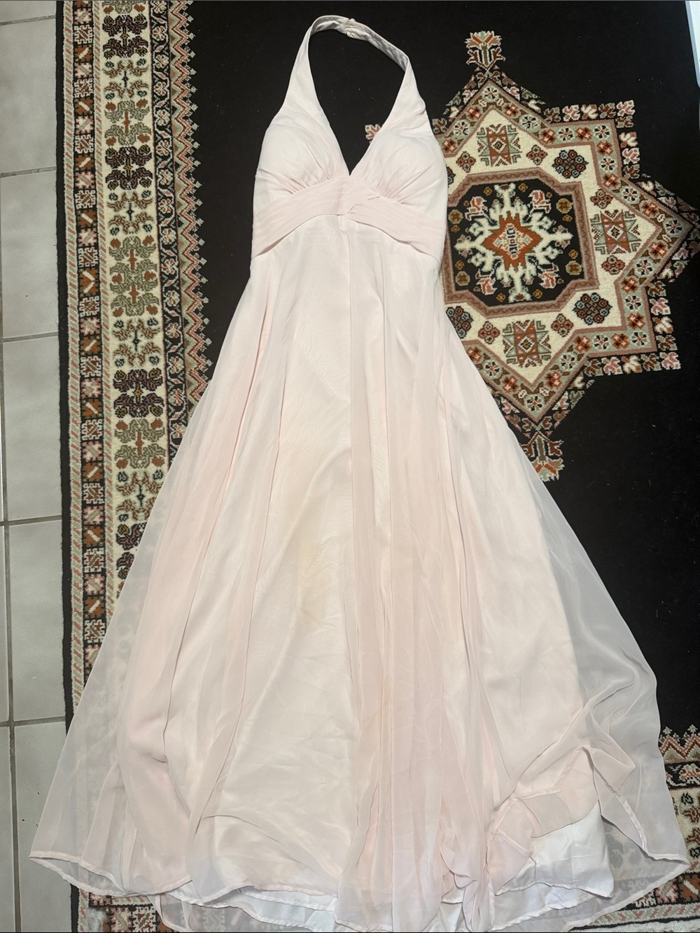 Azazie Pale Pink Halter Prom Gown